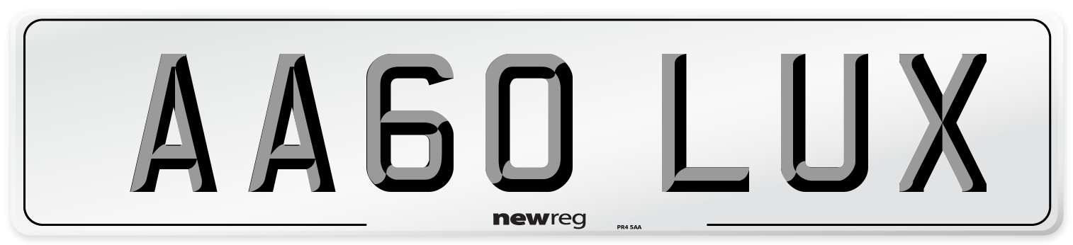 AA60 LUX Number Plate from New Reg
